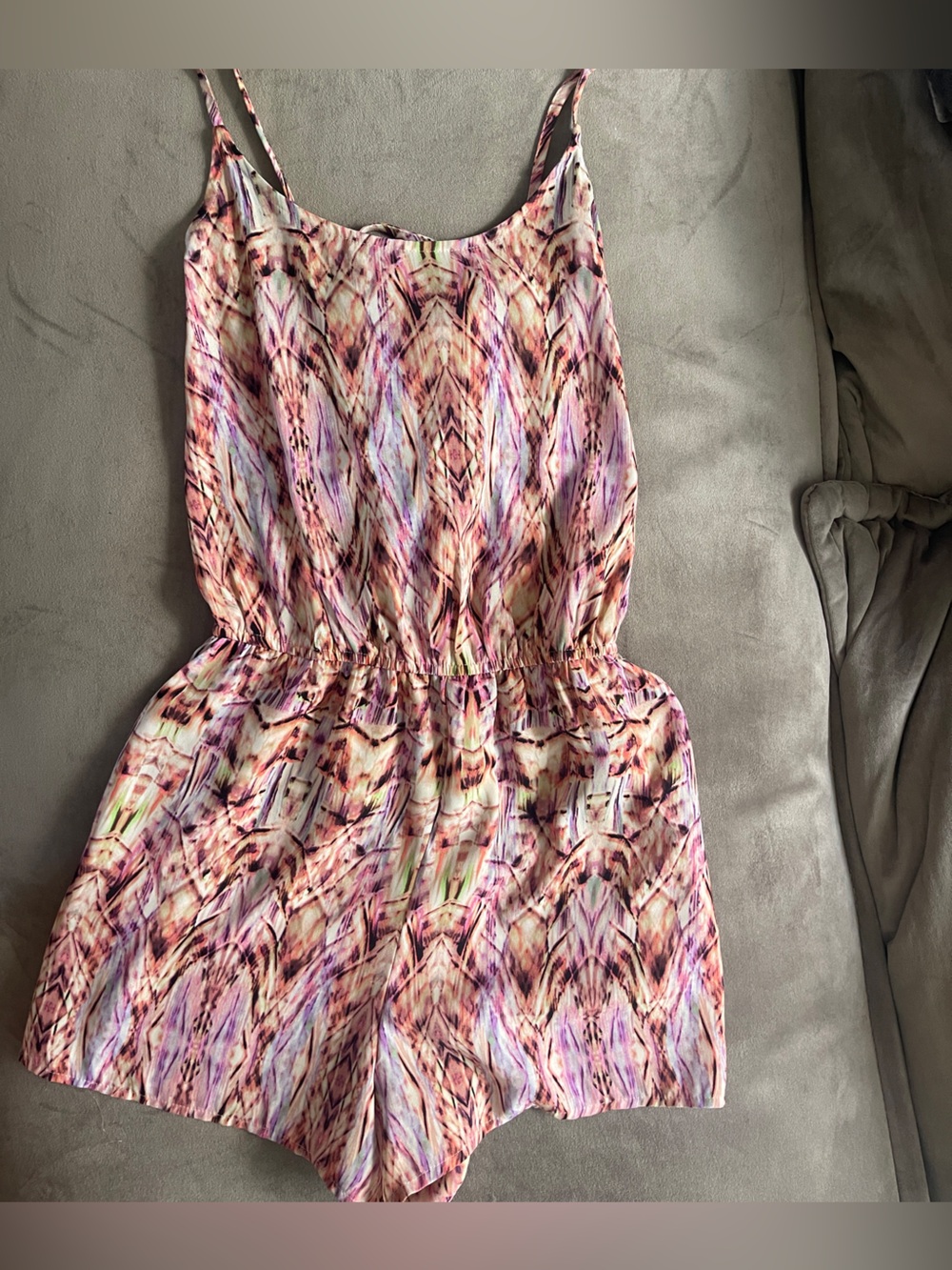 Forever 21 Pink Multi-Color Patterned Romper